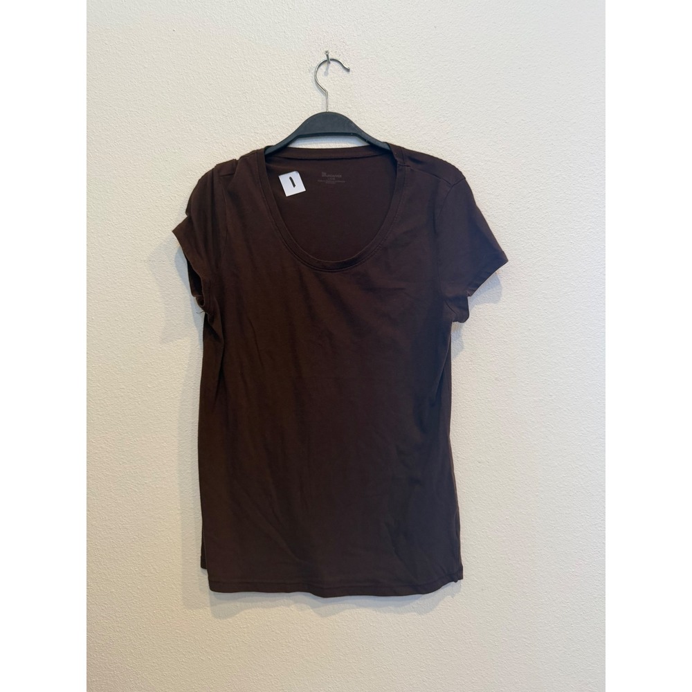 No Boundaries Brown Scoop Neck Short Sleeve Basic Tee Shirt Womens Large 11-13